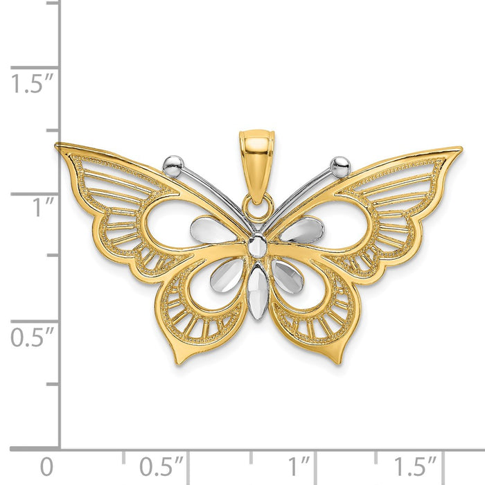 Million Charms 14K & Rhodium-Plated Diamond-Cut Butterfly Charm