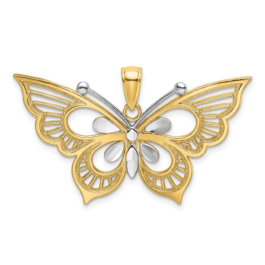 Million Charms 14K & Rhodium-Plated Diamond-Cut Butterfly Charm