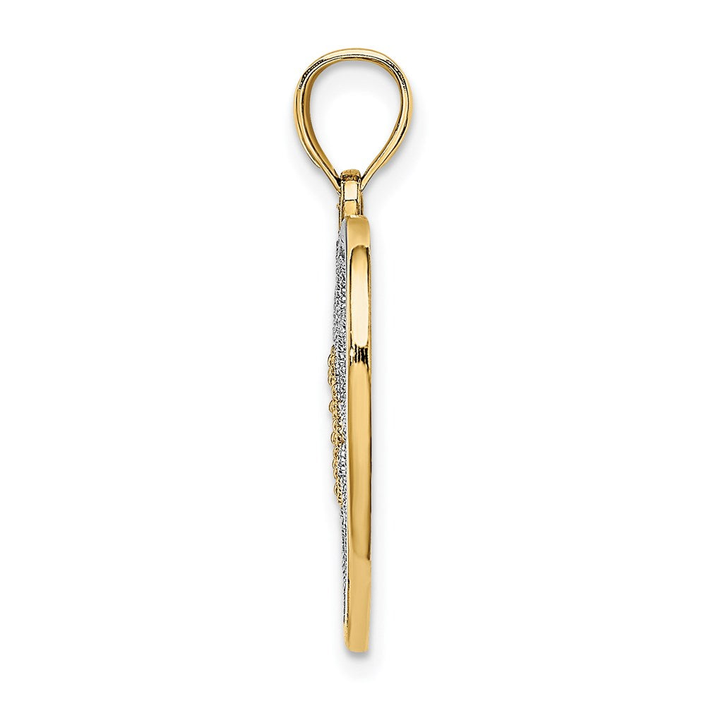 Million Charms 14K Yellow Gold Themed With Rhodium-Plated Filigree Heart Charm
