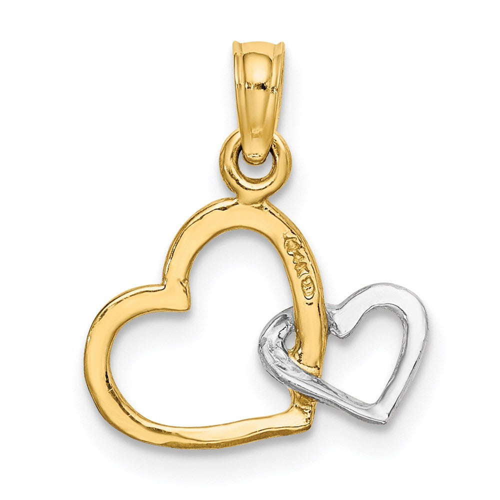 Million Charms 14K Two-Tone Polished & 2-D Hearts Interwined Charm