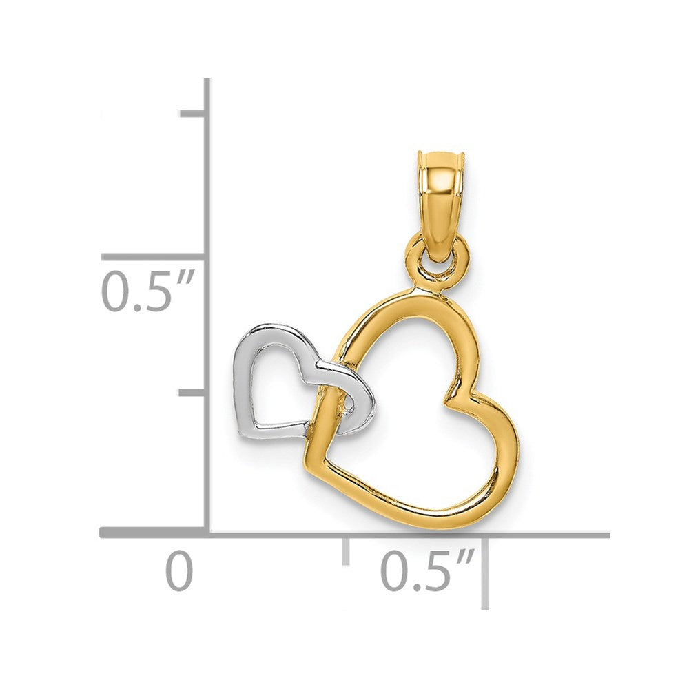 Million Charms 14K Two-Tone Polished & 2-D Hearts Interwined Charm
