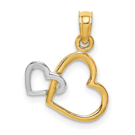 Million Charms 14K Two-Tone Polished & 2-D Hearts Interwined Charm