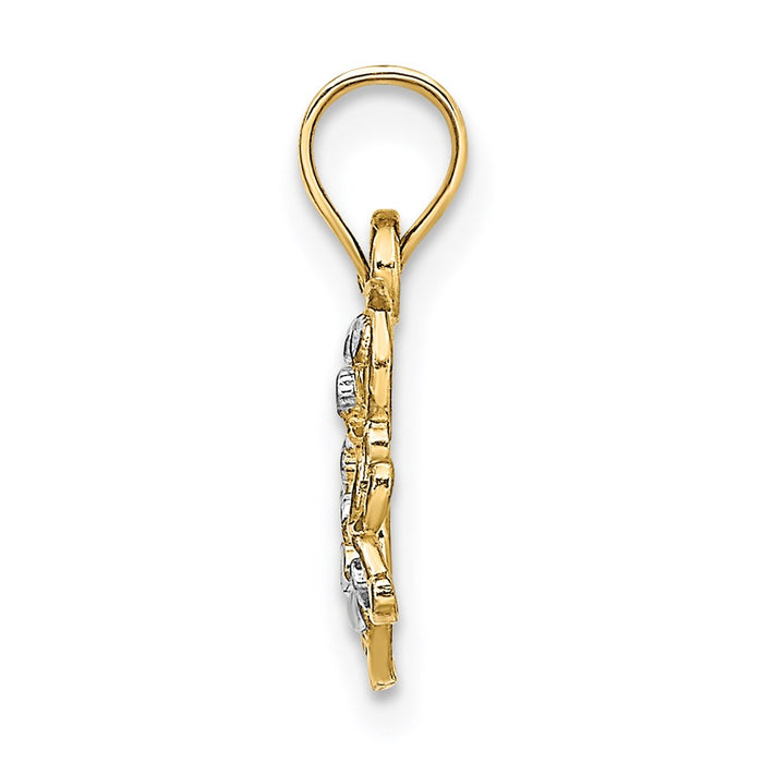 Million Charms 14K Yellow Gold Themed With Rhodium-Plated Diamond-Cut Butterfly Charm