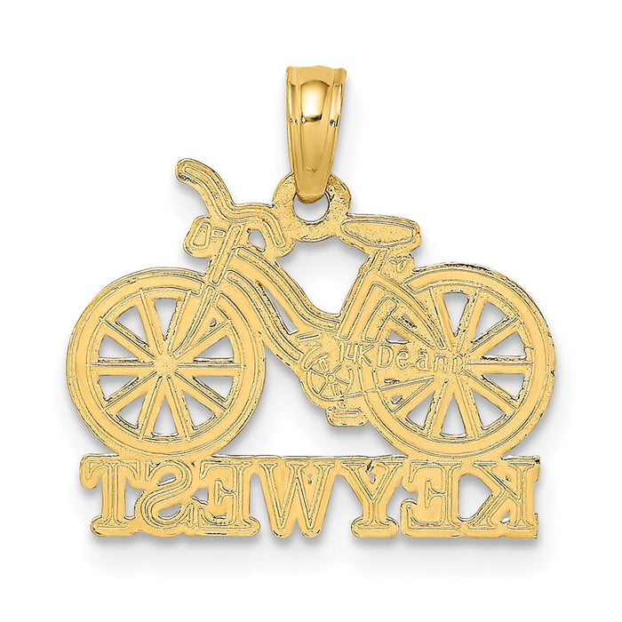 Million Charms 14K Yellow Gold Themed With Rhodium-plated Key West Under Bicycle With White Tires