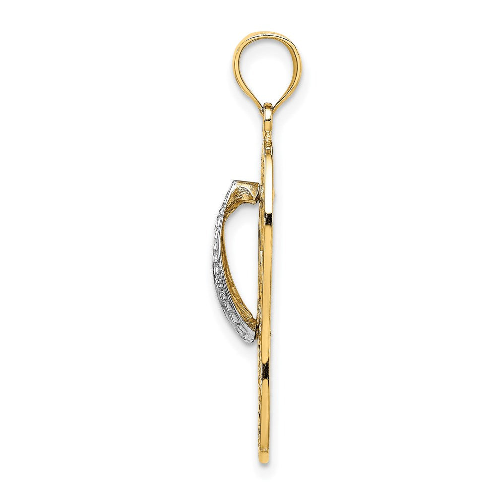 Million Charms 14K Yellow Gold Themed With Rhodium-Plated Dolphin In Flip Flop Charm