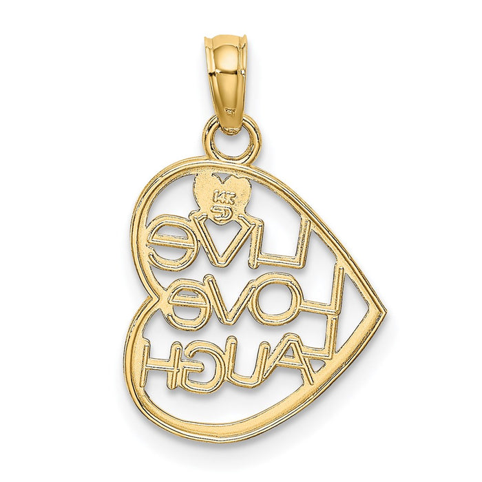 Million Charms 14K Yellow Gold Themed With Rhodium-Plated Live Love Laugh In Heart Charm