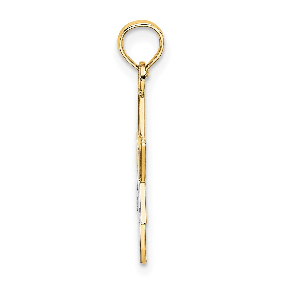 Million Charms 14K Yellow Gold Themed With Rhodium-Plated 1/2 Jewish Star Above Faith Charm