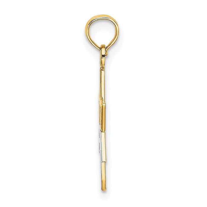 Million Charms 14K Yellow Gold Themed With Rhodium-Plated 1/2 Jewish Star Above Faith Charm