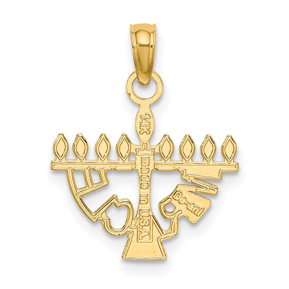 Million Charms 14K Yellow Gold Themed With Rhodium-Plated Miracle Below Menorah Charm