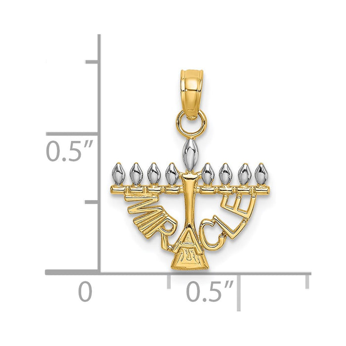 Million Charms 14K Yellow Gold Themed With Rhodium-Plated Miracle Below Menorah Charm