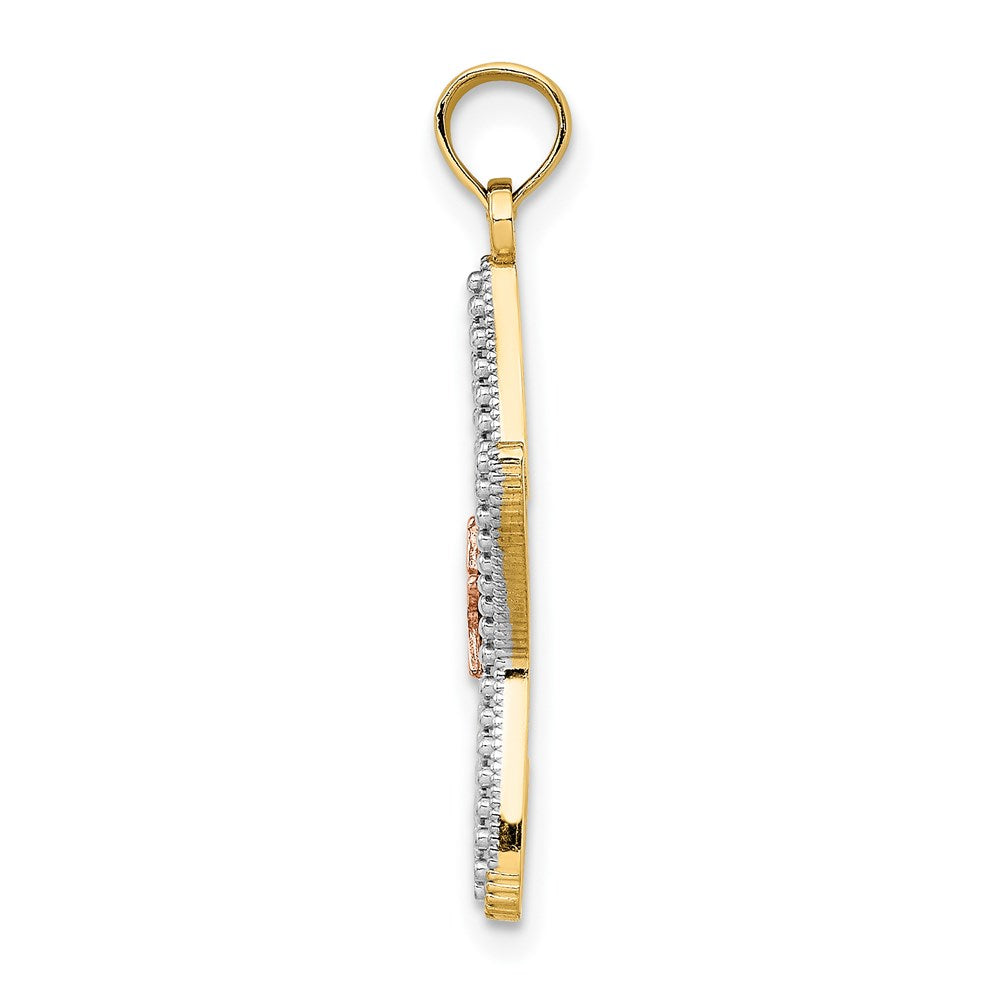 Million Charms 14K Two-Tone With White Rhodium-Plated Small Cut-Out Small Nautical Starfish Charm