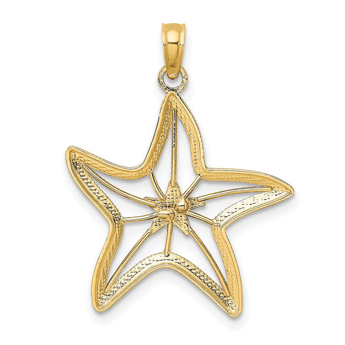 Million Charms 14K Two-Tone With White Rhodium-Plated Small Cut-Out Small Nautical Starfish Charm