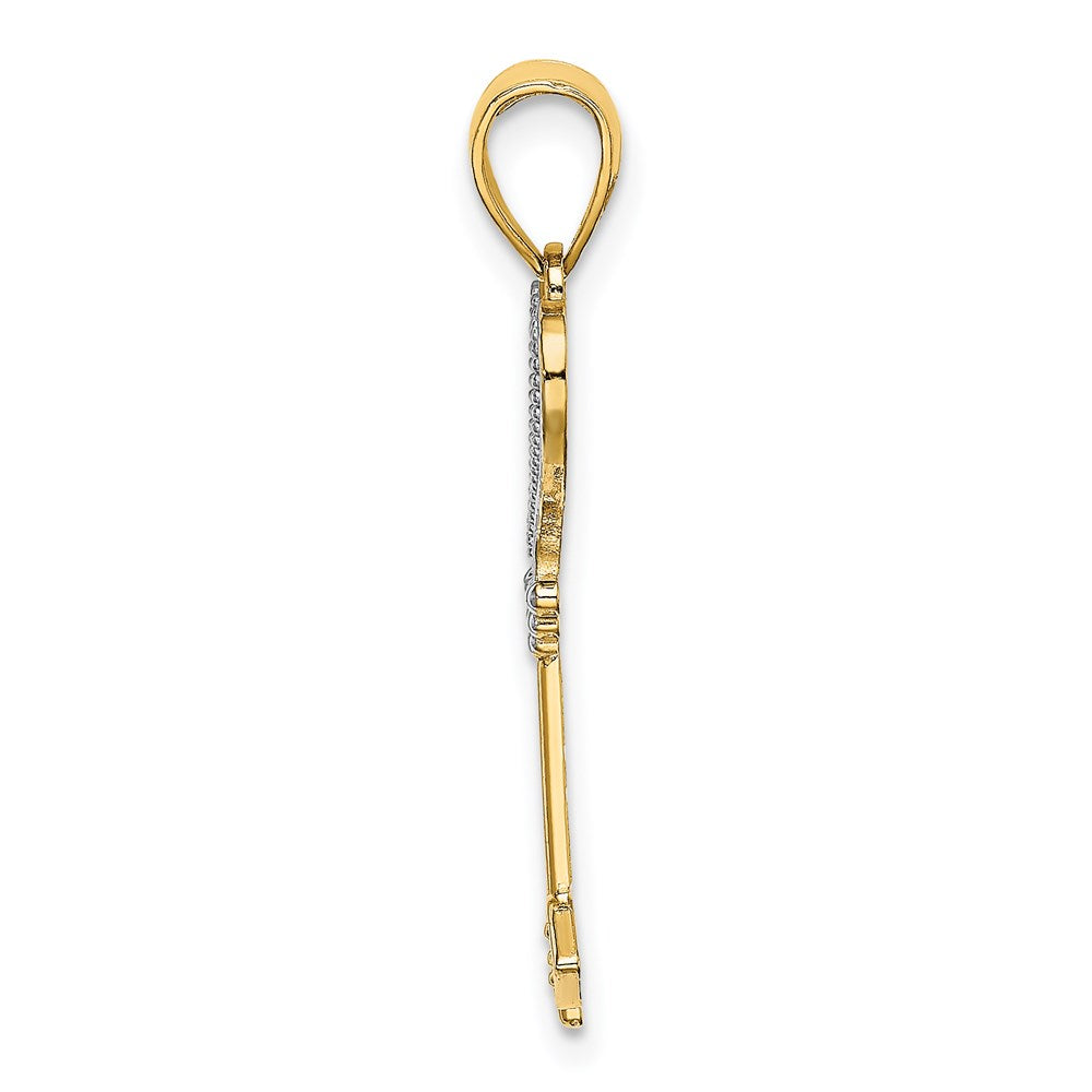 Million Charms 14K Yellow Gold Themed With Rhodium-plated Key With Heart Charm