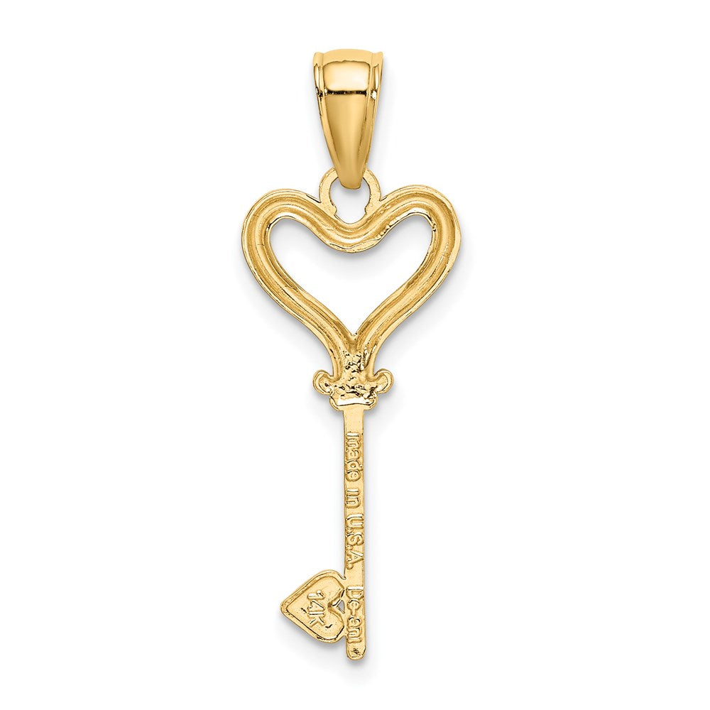 Million Charms 14K Yellow Gold Themed With Rhodium-plated Key With Heart Charm