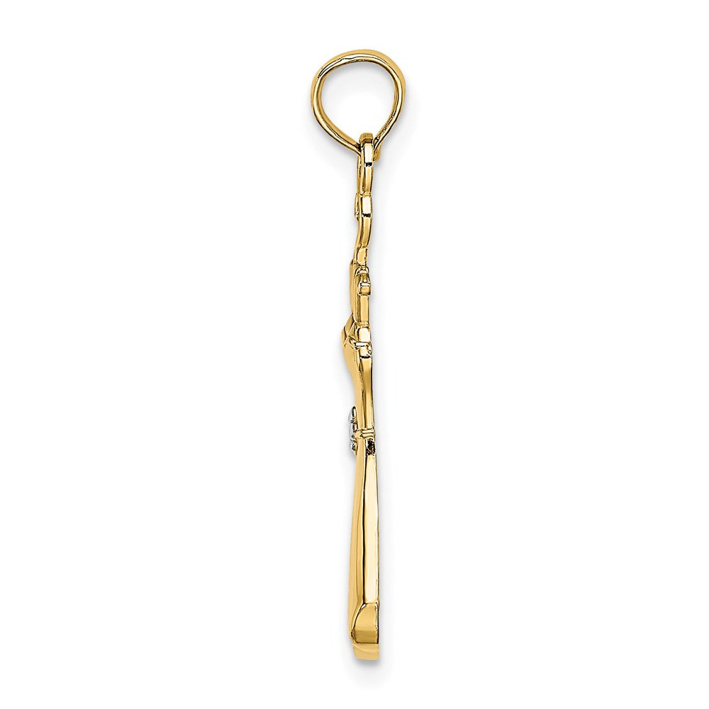 Million Charms 14K Yellow Gold Themed With Rhodium-Plated Dress With Flower Charm