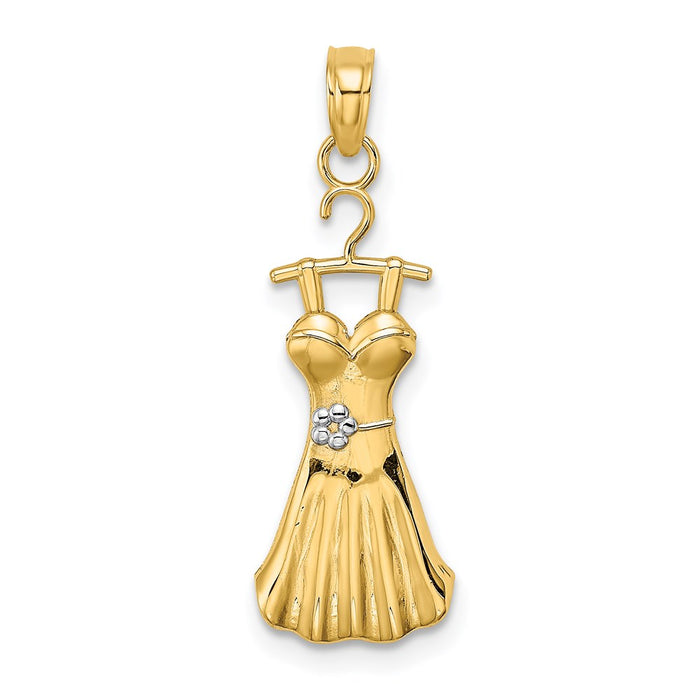 Million Charms 14K Yellow Gold Themed With Rhodium-Plated Dress With Flower Charm