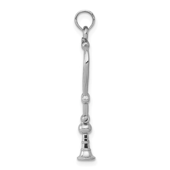 Million Charms 14K White Gold Themed 3-D Stethoscope Pendant