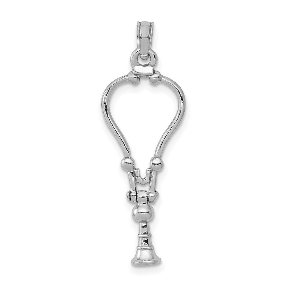 Million Charms 14K White Gold Themed 3-D Stethoscope Pendant