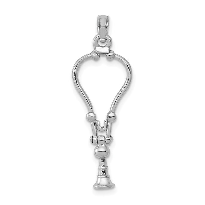 Million Charms 14K White Gold Themed 3-D Stethoscope Pendant