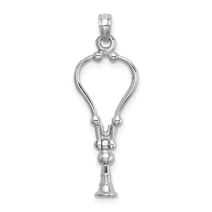 Million Charms 14K White Gold Themed 3-D Stethoscope Pendant