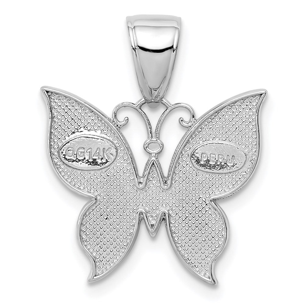 Million Charms 14K White Gold Themed Butterfly Pendant