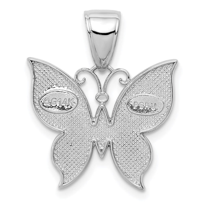Million Charms 14K White Gold Themed Butterfly Pendant