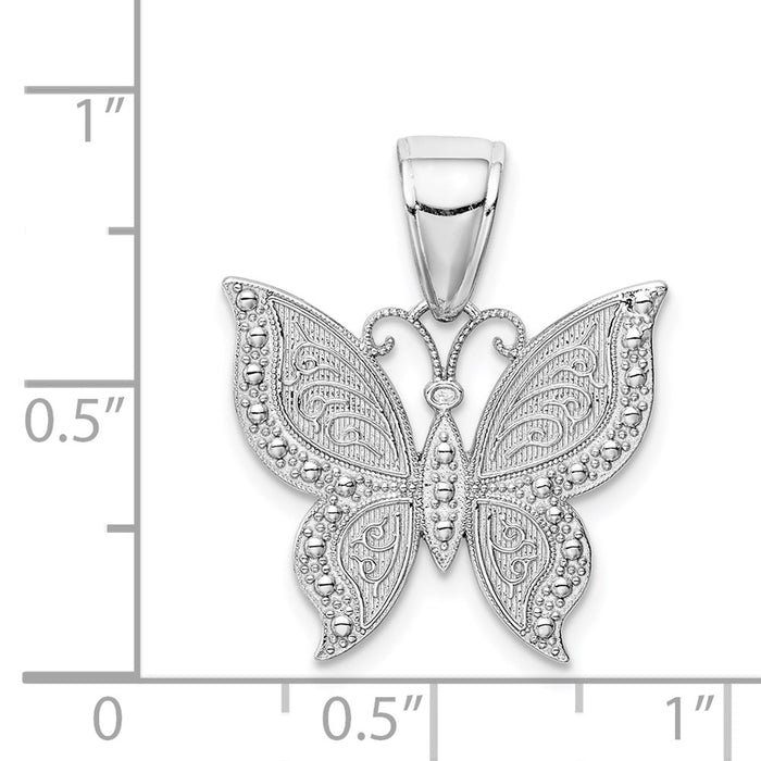 Million Charms 14K White Gold Themed Butterfly Pendant