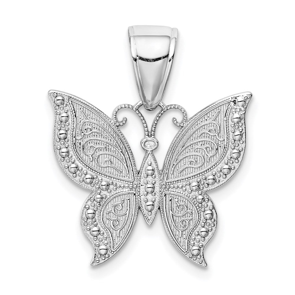 Million Charms 14K White Gold Themed Butterfly Pendant