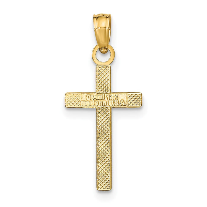 Million Charms 14K Yellow Gold Themed Polished Relgious Cross Pendant