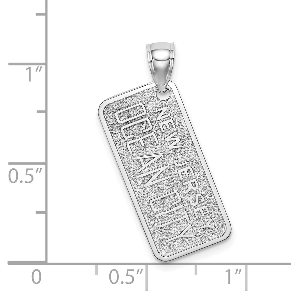 Million Charms 14K White Gold Themed Textured Ocean City, Nj License Plate Charm