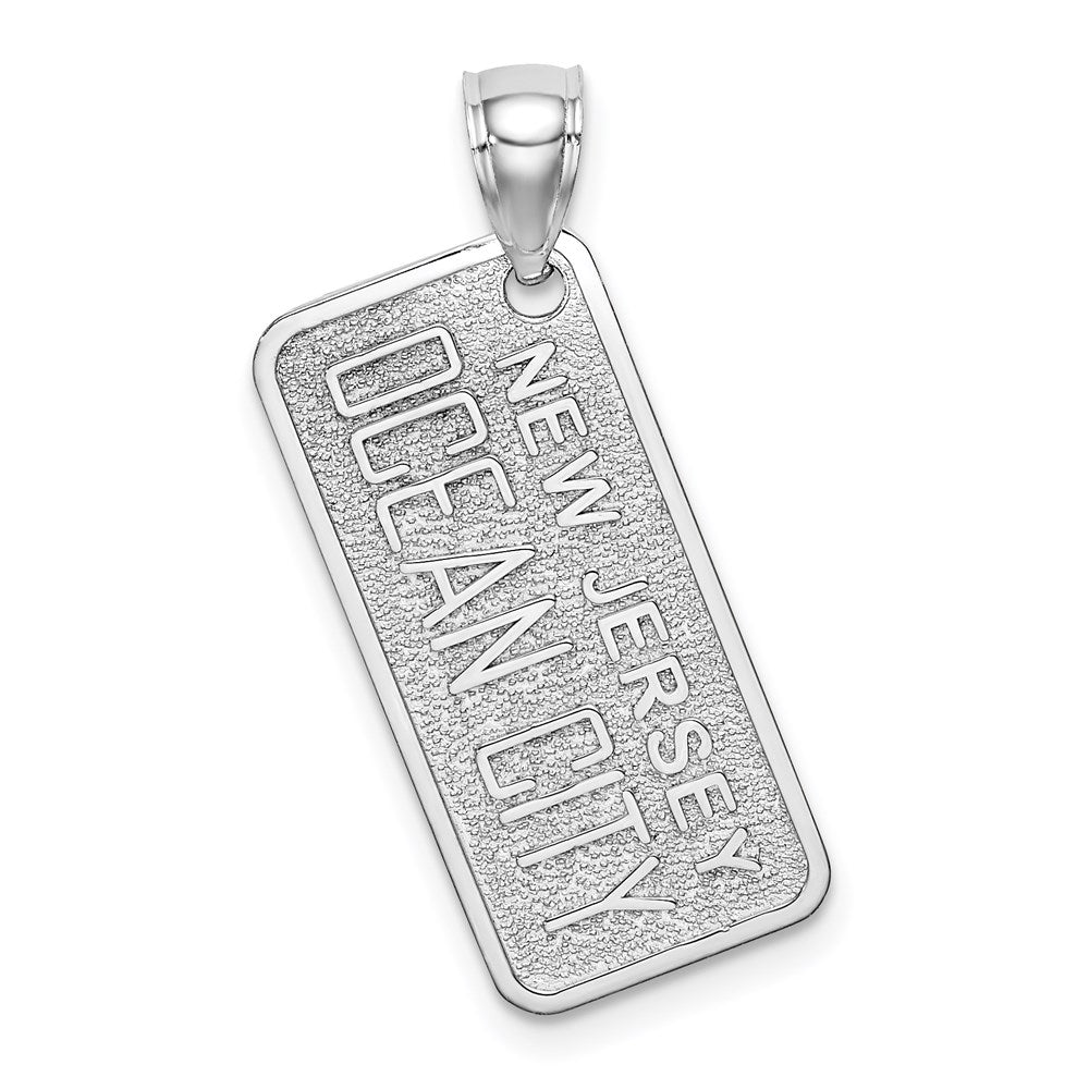 Million Charms 14K White Gold Themed Textured Ocean City, Nj License Plate Charm