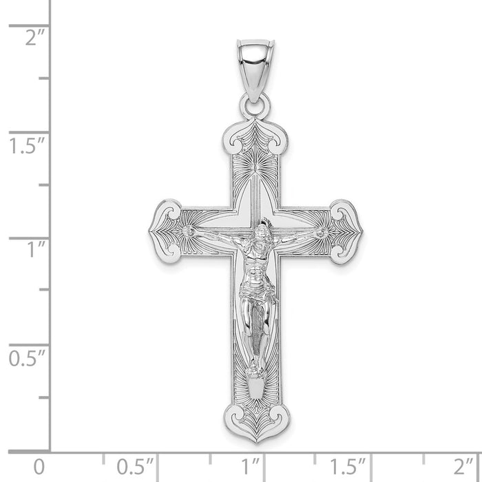 Million Charms 14K White Gold Themed Relgious Crucifix Relgious Cross Charm