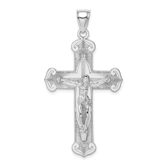Dije de cruz religiosa de oro blanco de 14 quilates de Million Charms