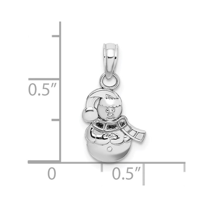 Million Charms 14K White Gold Themed 2-D Scarf & Hat Snowman Charm