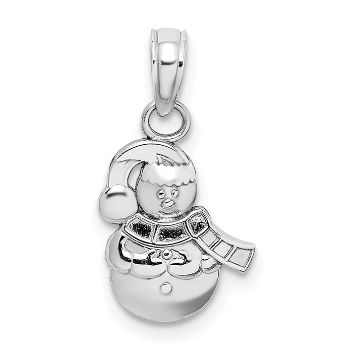 Million Charms 14K White Gold Themed 2-D Scarf & Hat Snowman Charm