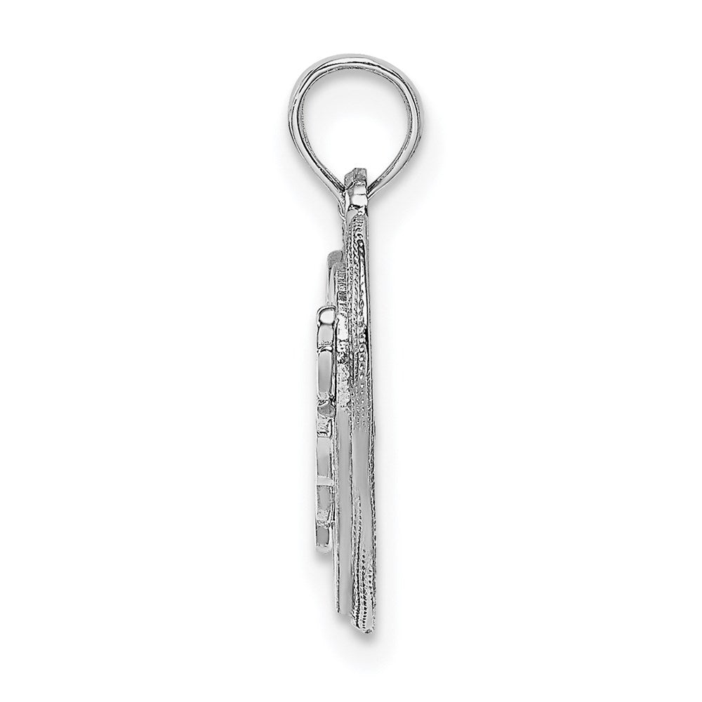 Million Charms 14K White Gold Themed Mom Inside Heart Charm