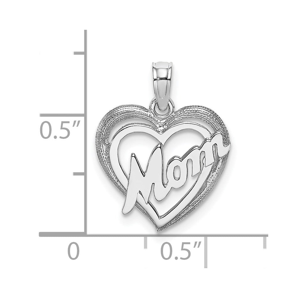 Million Charms 14K White Gold Themed Mom Inside Heart Charm