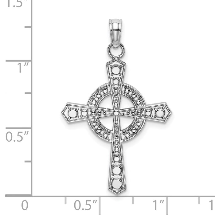 Million Charms 14K White Gold Themed Beaded Celtic Relgious Cross With Eternity Charm