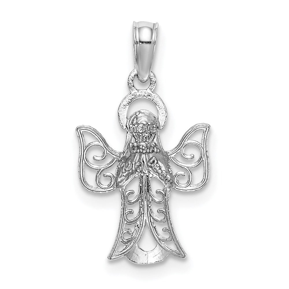 Million Charms 14K White Gold Themed Angel Pendant