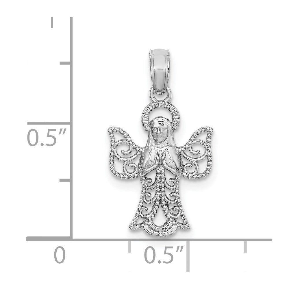 Million Charms 14K White Gold Themed Angel Pendant