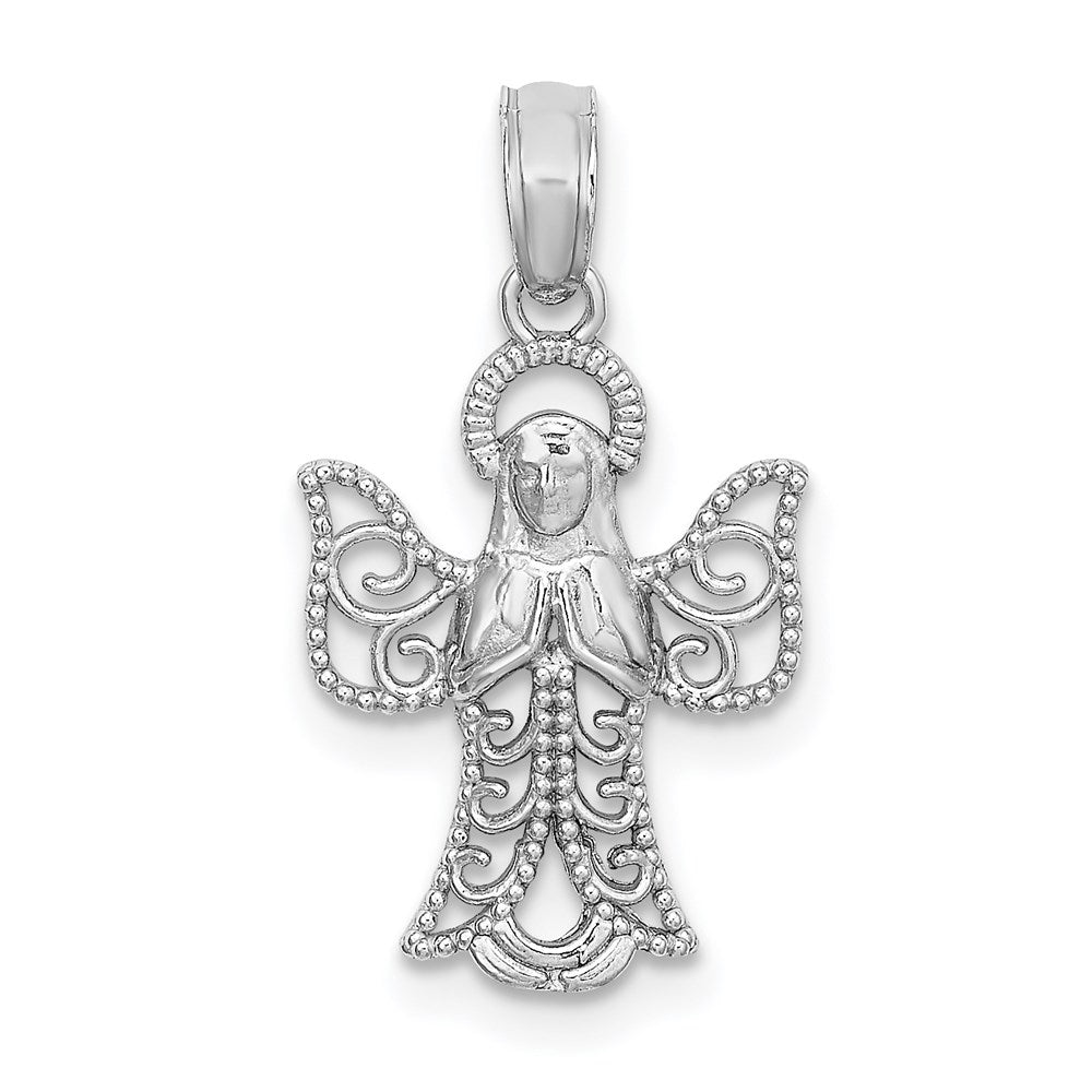 Million Charms 14K White Gold Themed Angel Pendant
