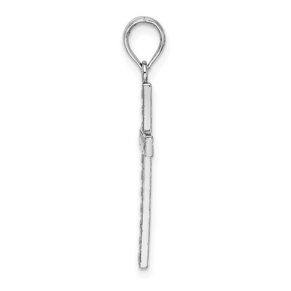 Million Charms 14K White Gold Themed Beaded Block Relgious Cross Charm