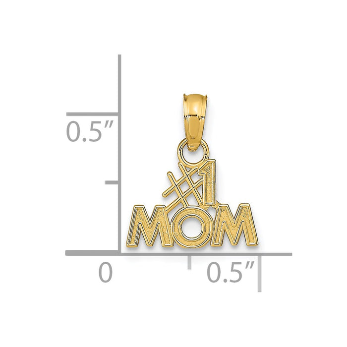 Million Charms 14K Yellow Gold Themed Polished #1 Mom Pendant