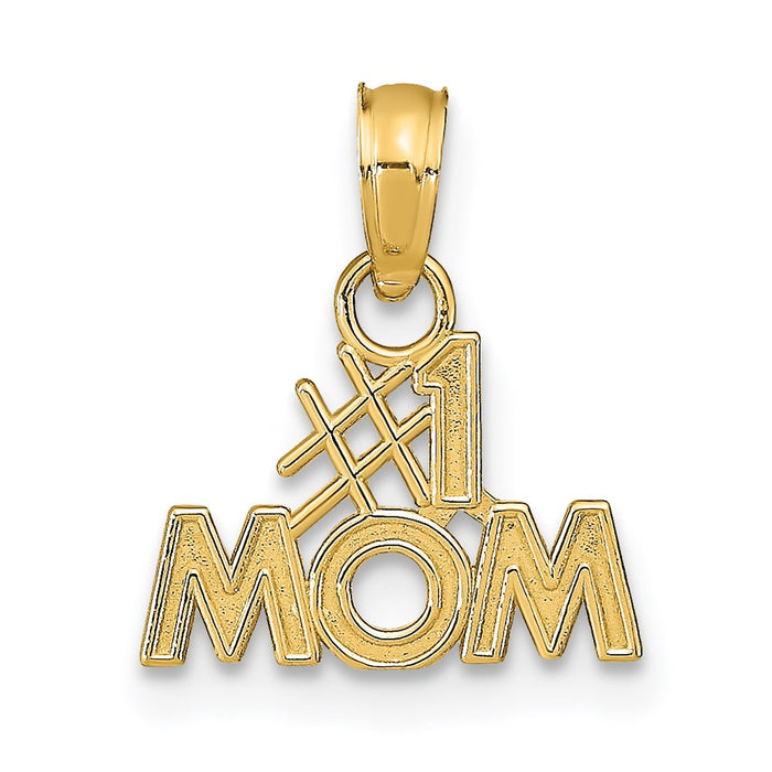 Million Charms 14K Yellow Gold Themed Polished #1 Mom Pendant