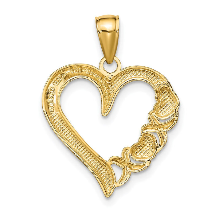 Million Charms 14K Yellow Gold Themed Polished Heart & X Heart Pendant