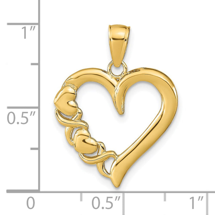 Million Charms 14K Yellow Gold Themed Polished Heart & X Heart Pendant