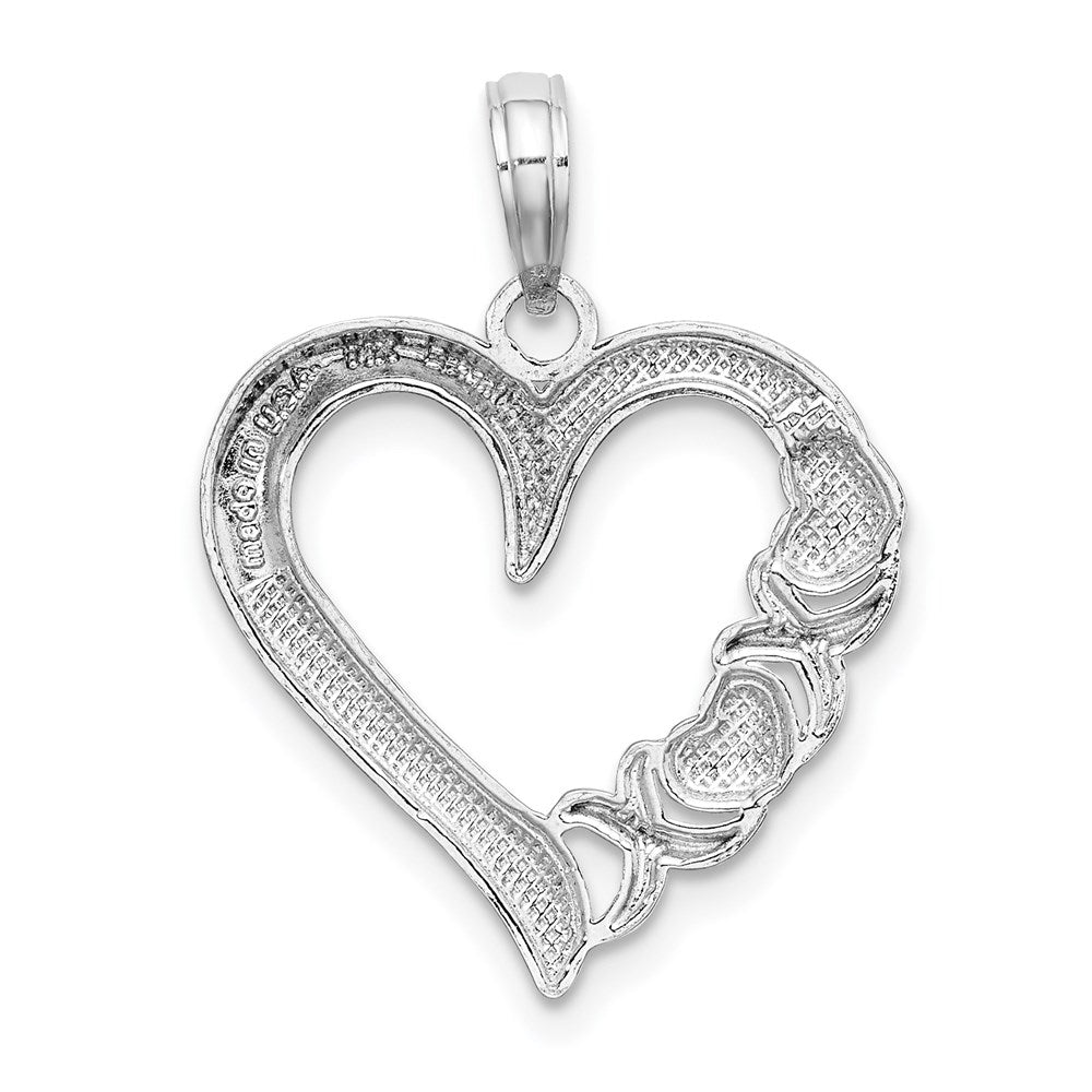 Million Charms 14K White Gold Themed Polished & 2-D Xo Heart Charm