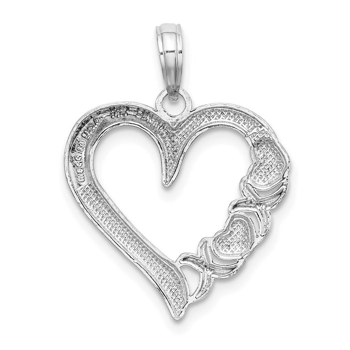 Million Charms 14K White Gold Themed Polished & 2-D Xo Heart Charm