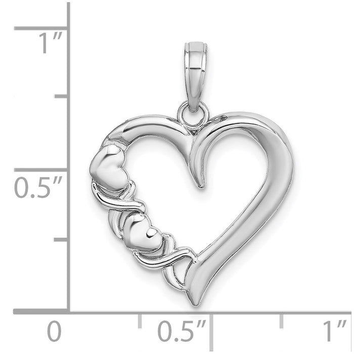 Million Charms 14K White Gold Themed Polished & 2-D Xo Heart Charm