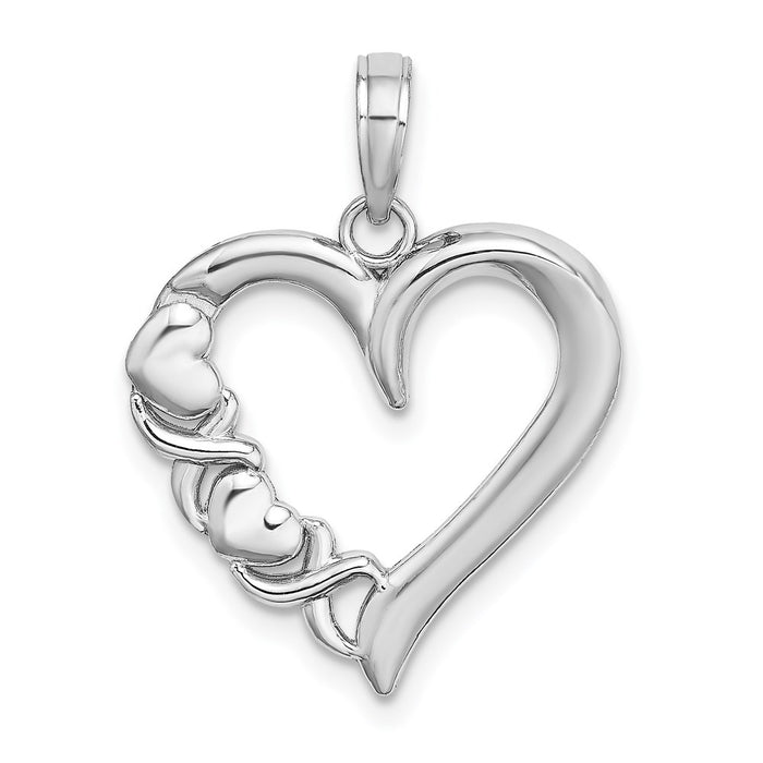 Million Charms 14K White Gold Themed Polished & 2-D Xo Heart Charm